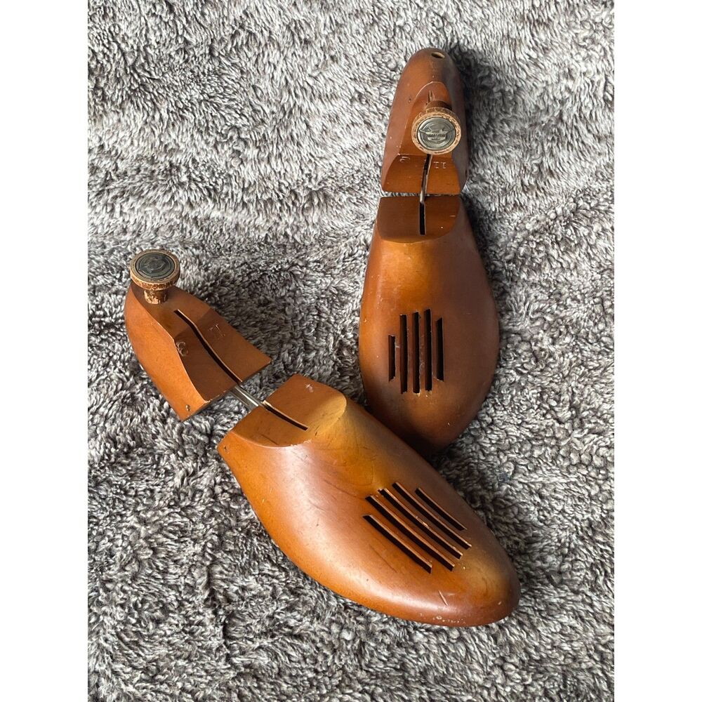 Vintage The Florsheim Shoe Adjustable Wooden Shoe Trees Mens Sz 11 Marked 3 Pair